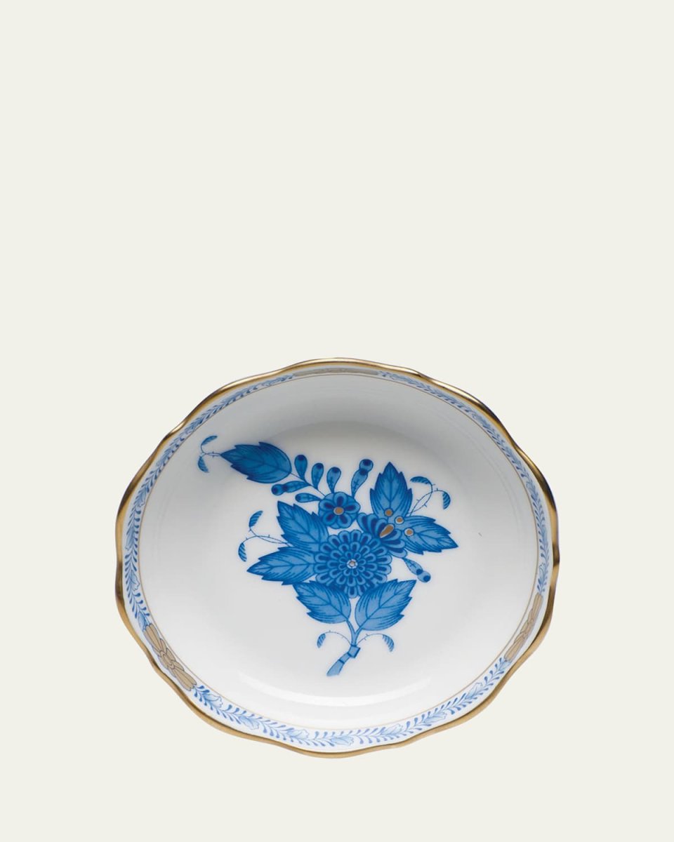 Chinese Bouquet Mini Scalloped Dish - Blue